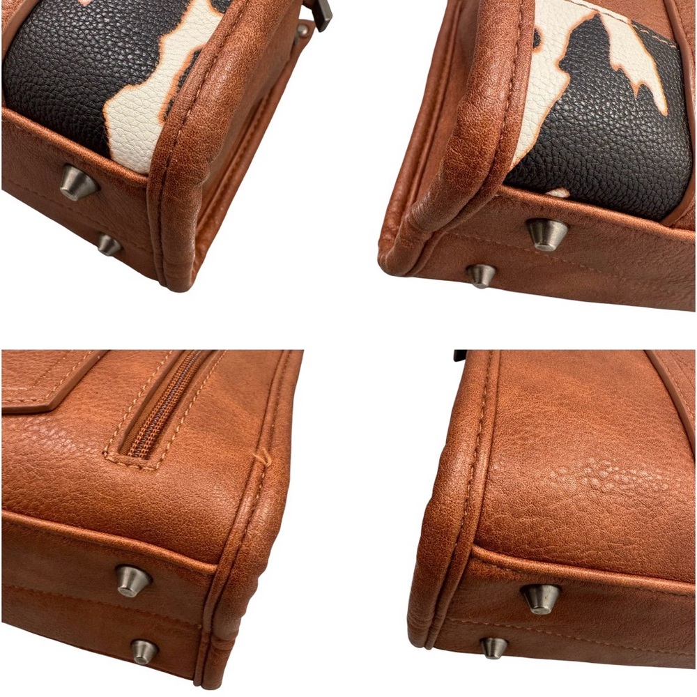 Wrangler Tan and Black Cow Print Concealed Carry Crossbody Tote Bag NWOT - Picture 6 of 11